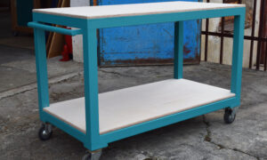 Chariot d'atelier bleu en métal  (DG)